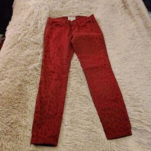 Red leopard Current Elliott stiletto skinny jeans